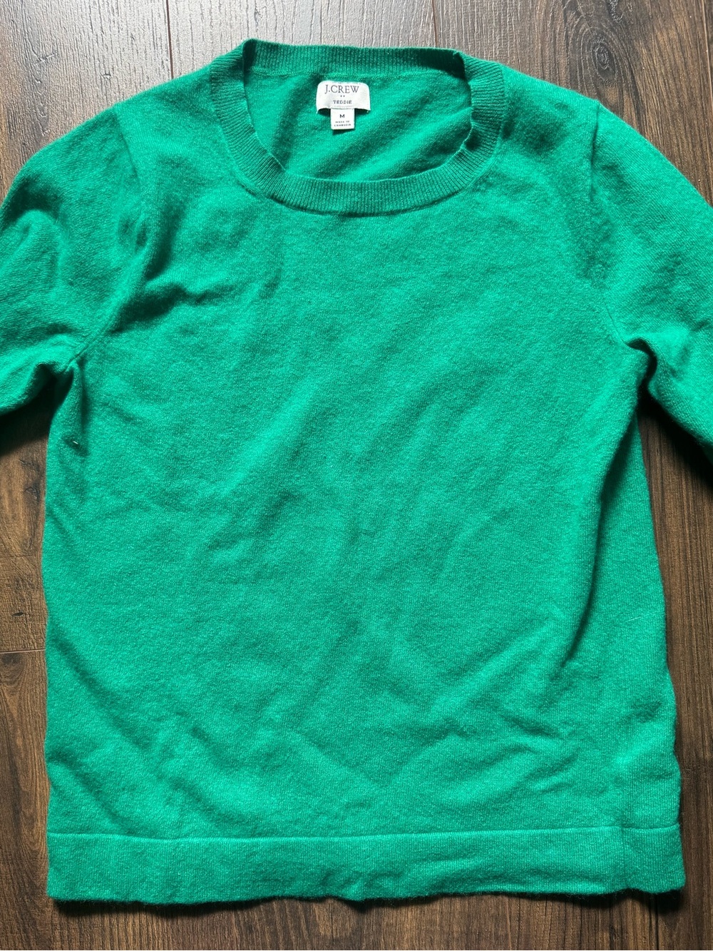 J. Crew Women's Merino Wool and Cotton Crewneck Sweater in Emerald Green